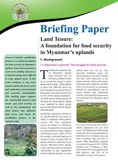 A foundation for food security in Myanmars uplands