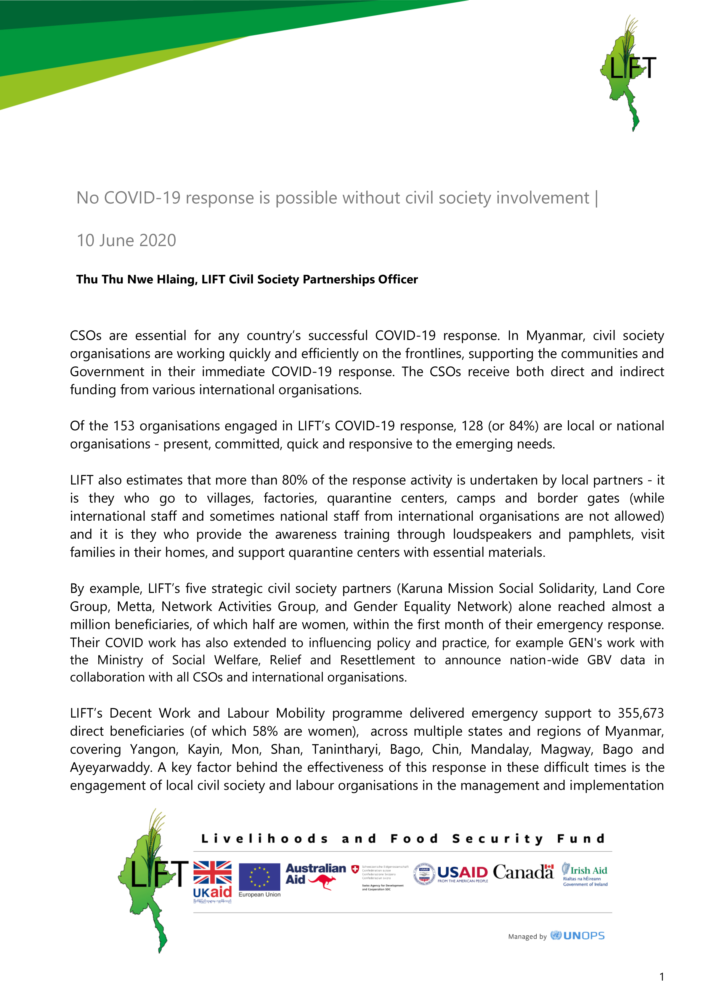 No COVID-19 response is possible without civil society involvement